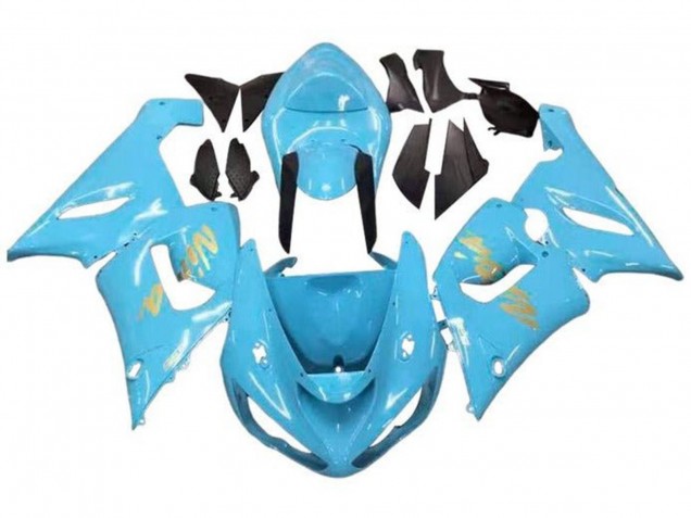 Carénages Moto Kawasaki ZX6R 2005-2006 - Bleu Clair Or