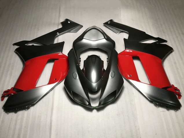 Carénages Moto Kawasaki ZX6R 2007-2008 - Argent Rouge