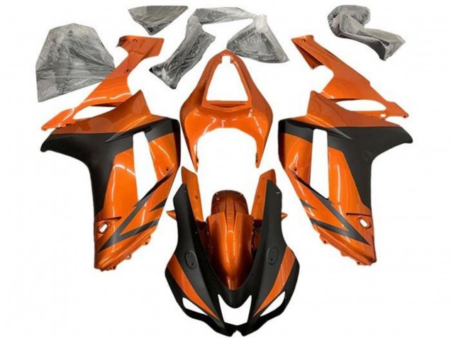 Carénages Moto Kawasaki ZX6R 2007-2008 - Orange Noir Mat