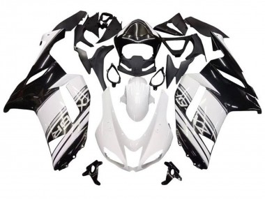 Carénages Moto Kawasaki ZX6R 2007-2008 - Blanc Noir Argent Bande
