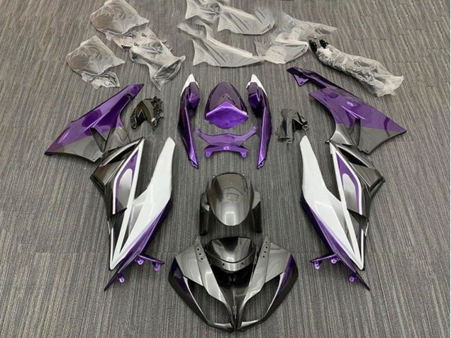 Carénages Moto Kawasaki ZX6R 2009-2012 - Violet Blanc Argent Noir