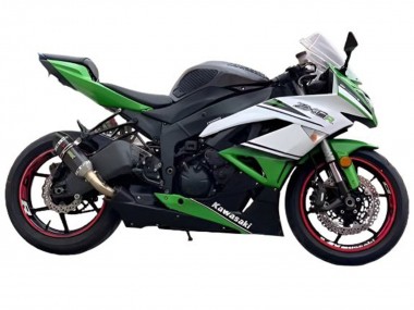 Carénages Moto Kawasaki ZX6R 2009-2012 - Blanc Vert Noir