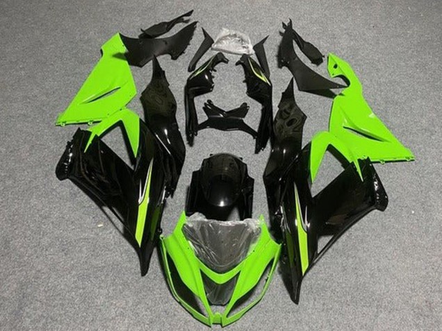 Carénages Moto Kawasaki ZX6R 2013-2018 - Vert Clair Noir Brillant