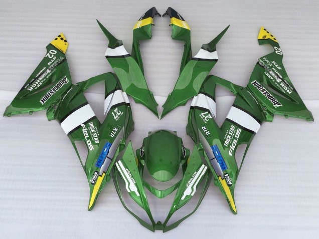 Carénages Moto Kawasaki ZX6R 2013-2018 - Vert Jaune Bleu Blanc