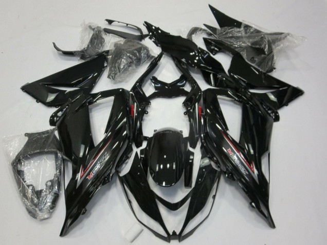 Carénages Moto Kawasaki ZX6R 2013-2018 - Noir Brillant Argent Rouge