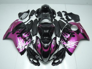 Carénages Moto Suzuki GSXR 1300 Hayabusa 2008-2020 - Noir Brillant Violet Flamme