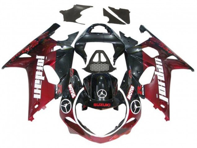 Carénages Moto Suzuki GSXR1000 2000-2002 - Noir Brillant Rouge Foncé Jordan