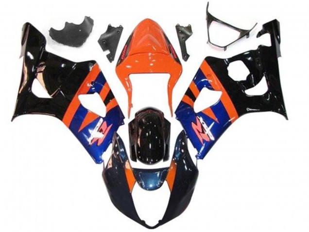 Carénages Moto Suzuki GSXR 1000 2003-2004 - Orange Bleu Noir Brillant