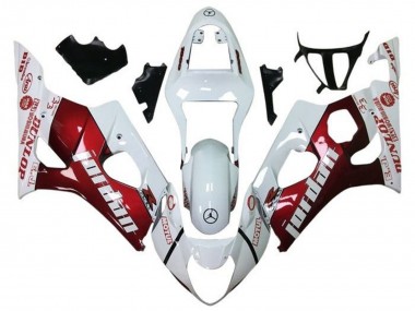 Carénages Moto Suzuki GSXR 1000 2003-2004 - Blanc Rouge Jordan