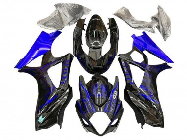 Carénages Moto Suzuki GSXR 1000 2005-2006 - Noir Bleu Flamme