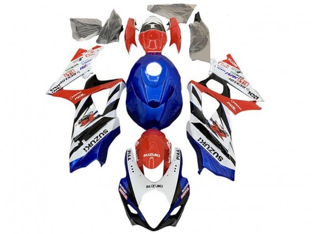 Carénages Moto Suzuki GSXR 1000 2005-2006 - Blanc Rouge Bleu Noir Bande