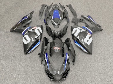 Carénages Moto Suzuki GSXR1000 2017-2024 - Fausse Fibre de Carbone Blanc Bleu