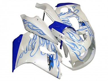 Carénages Moto Suzuki GSXR 600 / GSXR 750 1996-2000 - Blanc Bleu Flamme