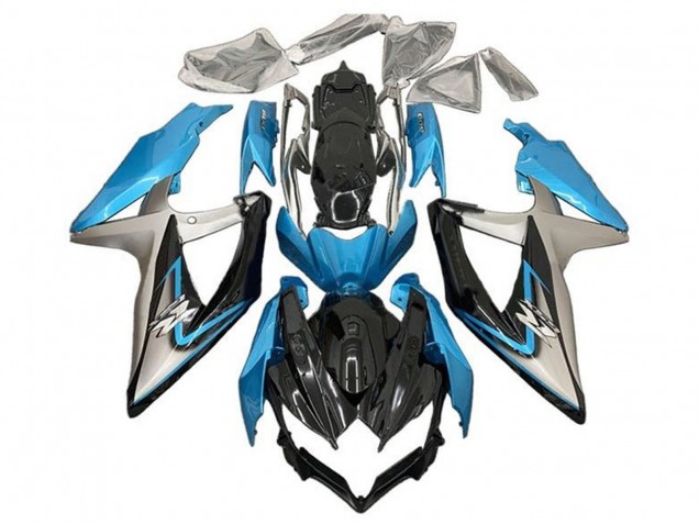Carénages Moto Suzuki GSXR 600 / GSXR 750 2008-2010 - Bleu Clair Argent Noir Brillant