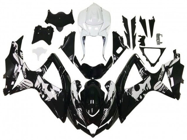 Carénages Moto Suzuki GSXR 600 / GSXR 750 2008-2010 - Blanc Noir Brillant Leyla