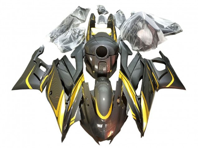 Carénages Moto Yamaha YZF R3/R25 2022-2024 - Or Noir Fibre de Carbone Style