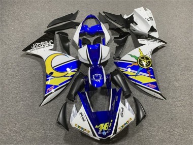 Carénages Moto Yamaha YZF 1000 R1 2009-2011 - Blanc Bleu Jaune Noir Soleil et Lune