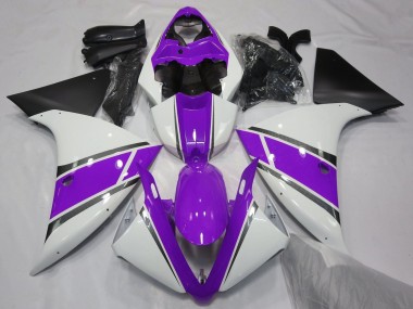 Carénages Moto Yamaha YZF 1000 R1 2012-2014 - Blanc Violet Noir Mat