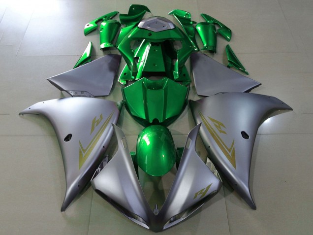 Carénages Moto Yamaha YZF 1000 R1 2012-2014 - Argent Mat Vert