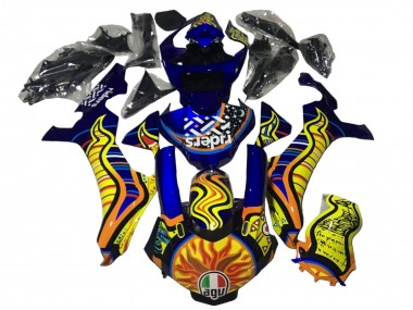 Carénages Moto Yamaha YZF 1000 R1 2020-2025 - Bleu Jaune Orange Tribal Sun