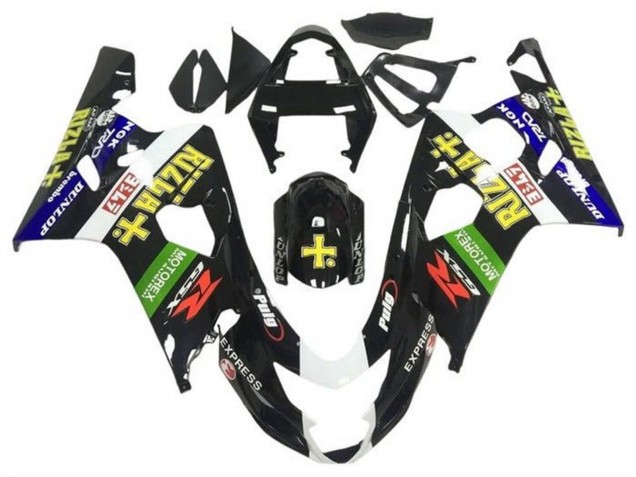 Carénages Moto Suzuki GSXR 600 / GSXR 750 2004-2005 - Noir Brillant Bleu Vert Jaune Rizla