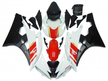 Carénages Moto Yamaha YZF R6 2006-2007 - Blanc Rouge Or Noir Mat