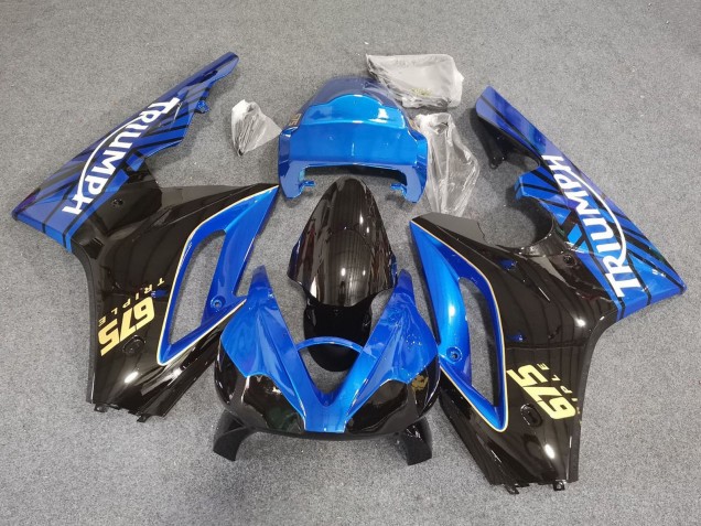 Carénages Moto Triumph Daytona 675 Triple 2006-2008 - Bleu Noir Brillant Courses