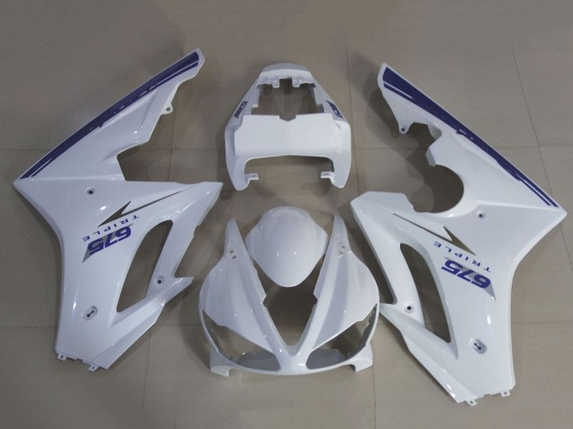 Kits Carénage Moto Triumph Daytona 675 Triple 2009-2012 - Blanc Bleu