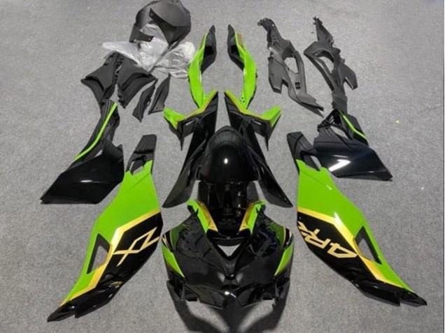 Carénages Moto Kawasaki ZX4R ZX-4RR 2019-2025 - Noir Brillant Vert Or