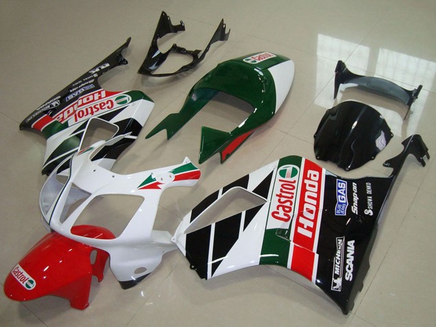 Kits Carénage Moto Honda VTR1000 2000-2006 - Blanc Rouge Vert Noir Brillant Castrol