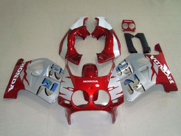 Carénages Moto Honda CBR250RR MC19 1988-1989 - Argent Blanc Rouge