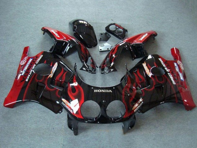 Carénages Moto Honda CBR250RR MC22 1990-1998 - Noir Brillant Rouge Flamme
