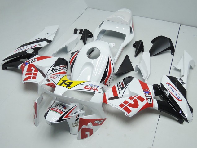 Carénages Moto Honda CBR600RR 2003-2004 - Blanc Rouge Jaune Noir Brillant Givi 14