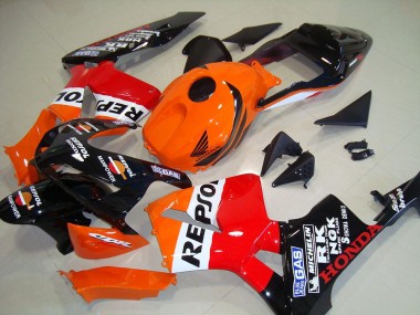 Kit Carénages Moto Honda CBR600RR 2003-2004 - Orange Blanc Rouge Noir Brillant Repsol