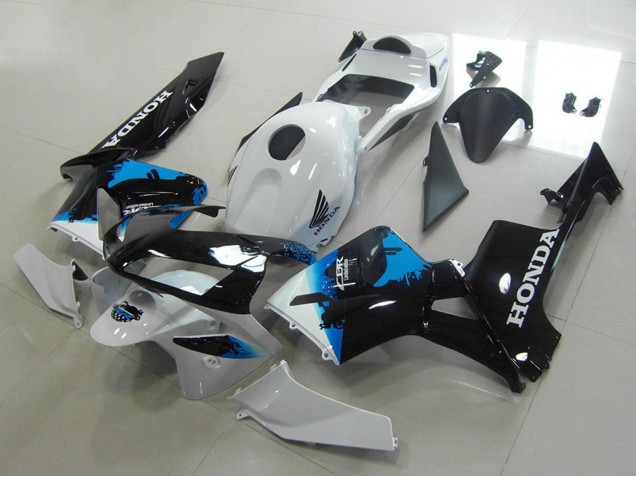 Carénages Moto Honda CBR600RR 2003-2004 - Blanc Bleu Noir Brillant