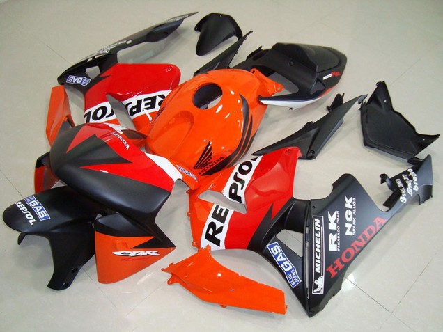 Carénages Moto Honda CBR600RR 2005-2006 - Orange Rouge Blanc Noir Mat Repsol Courses