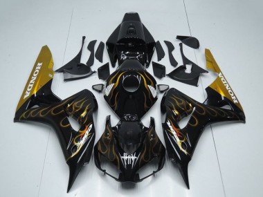 Carénage Moto Honda CBR1000RR 2006-2007 - Noir Brillant Or Flamme