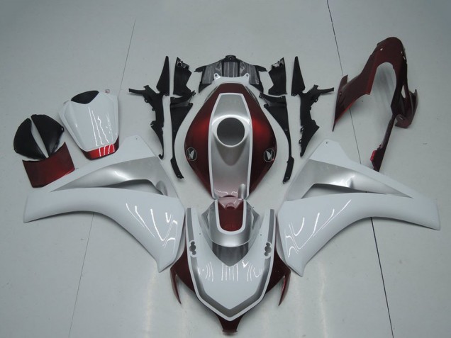 Carénages Moto Honda CBR1000RR 2008-2011 - Blanc Argent Rouge Marron