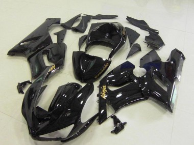 Carénages Moto Kawasaki ZX6R 2005-2006 - Noir Brillant Or Décalque