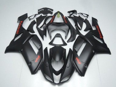 Carénages Moto Kawasaki ZX6R 2007-2008 - Noir Mat Rouge Sticker