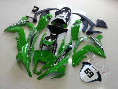 Carénages Moto Kawasaki ZX10R 2011-2015 - Vert Noir Brillant Elf Henleys Vent-Axia 69