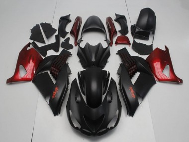Carénages Moto Kawasaki ZX14R ZZR1400 2006-2011 - Noir Mat Rouge Ninja