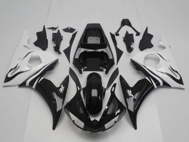 Kits Carénage Moto ABS Yamaha YZF R6 2003-2004 - Blanc Noir Brillant