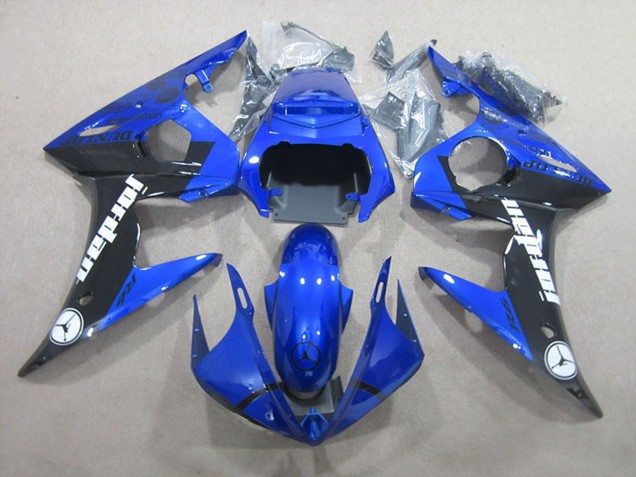 Carénages Moto Yamaha YZF R6 2003-2004 - Bleu Noir Brillant Jordan