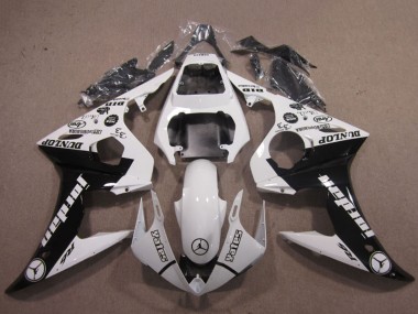 Carénages Moto Yamaha YZF R6 2003-2004 - Blanc Noir Brillant Jordan Dunlop