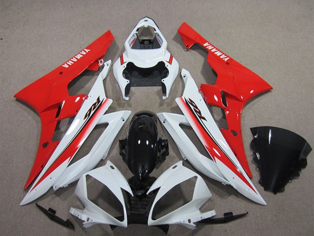 Carénage Moto Yamaha YZF R6 2006-2007 - Blanc Rouge Noir Brillant