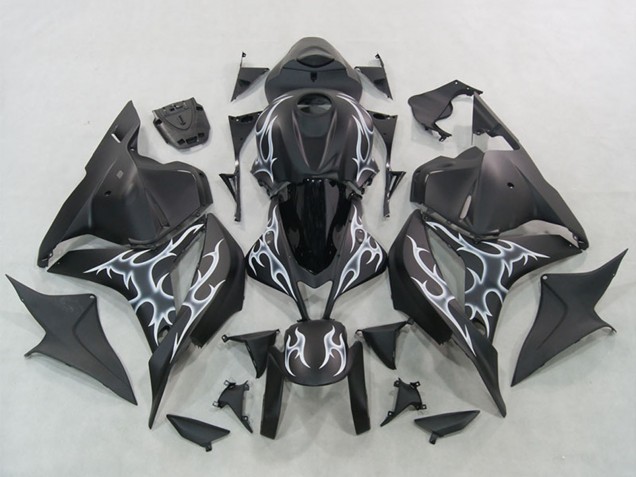 Carénages Moto Honda CBR600RR 2007-2008 - Noir Mat Argent Flamme