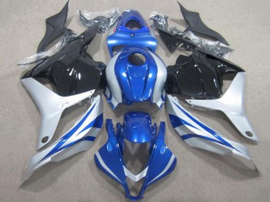 Carénages Moto Honda CBR600RR 2009-2012 - Argent Bleu Noir Brillant Bande