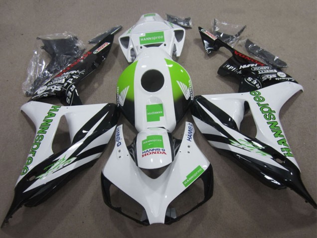Carénages Moto Honda CBR1000RR 2006-2007 - Blanc Vert Noir Brillant Hannspree