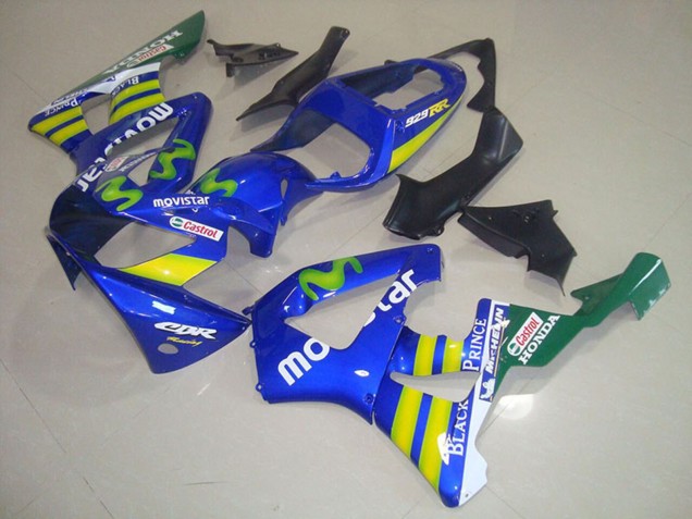 Carénages Moto Honda CBR900RR 929 2000-2001 - Bleu Jaune Vert MoviStar Castrol